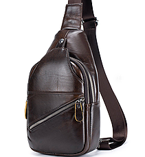 Сумка-слінг чоловіча шкіряна коричнева Tiding Bag - MK03983, фото 6