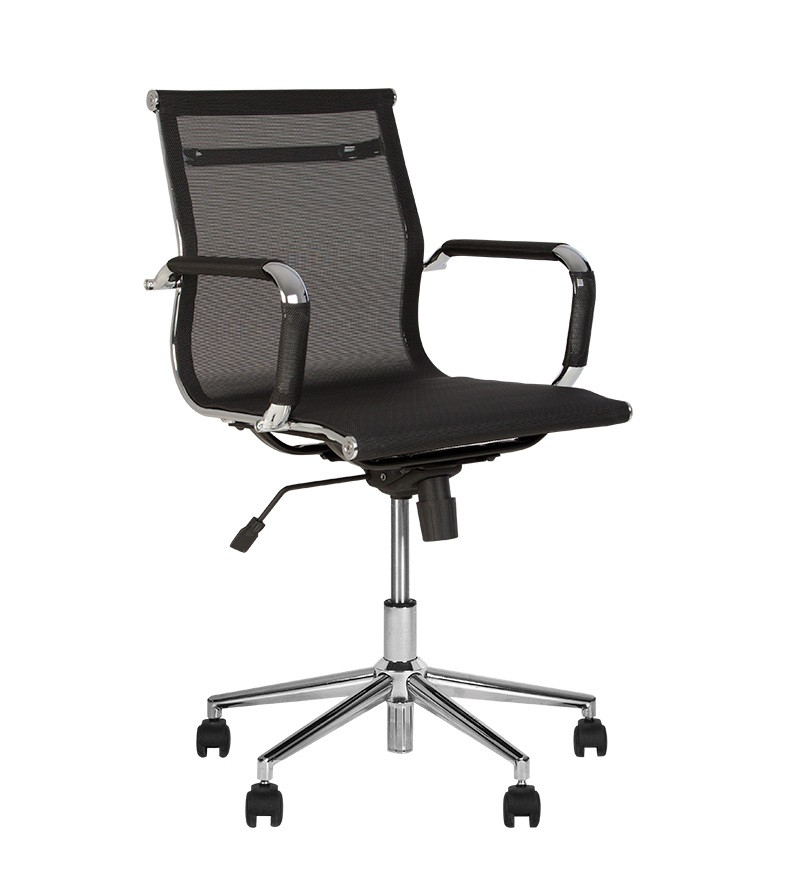 Крісло офісне Slim LB net tilt CHR64 сітка чорна (Новий Стиль ТМ)