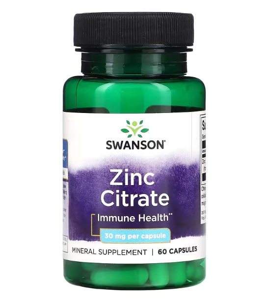 Цитрат цинку Zinc Citrate Swanson 30 мг 60 капсул, фото 1