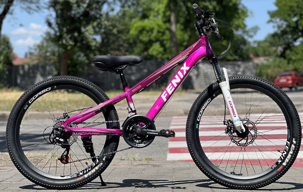 Велосипед підлітковий спортивний гірський 24" Corso Fenix FX-24634 рожевий на зріст 120-135 см