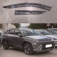 Дефлектори вікон (вітровики) для Hyundai Kona / SX2 / Kauai 2023+ з неірж. хром смужкою (HAWK)