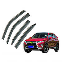 Дефлектори вікон (вітровики) для Mitsubishi Eclipse Cross 2018+ з неірж. хром смужкою (HAWK)