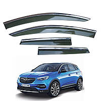 Дефлектори вікон (вітровики) для Opel Grandland X 2016+ з нерж. хром смужкою (HAWK)
