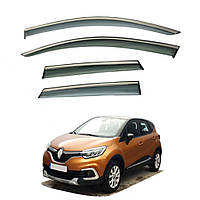 Дефлектори вікон (вітровики) для Renault CAPTUR 2013-2019 з нерж. хром смужкою (HAWK)