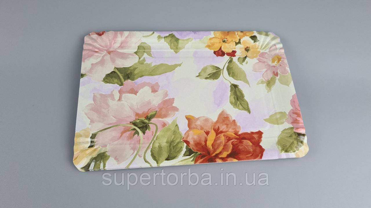 Тарілки святкові паперові 15*220"No1" Квіткова фантазія 10 шт (1 пачка), фото 1