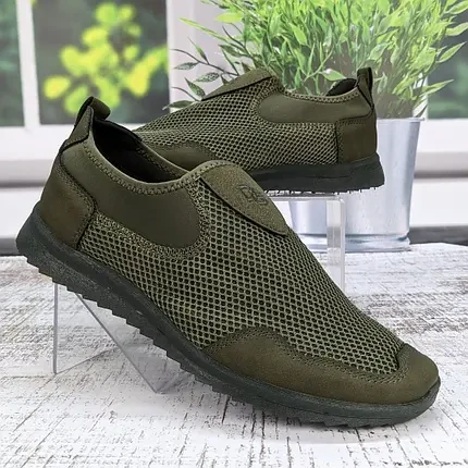 Кросівки мокасини чоловічі Dago Style хакі сітка Dago Style, фото 1