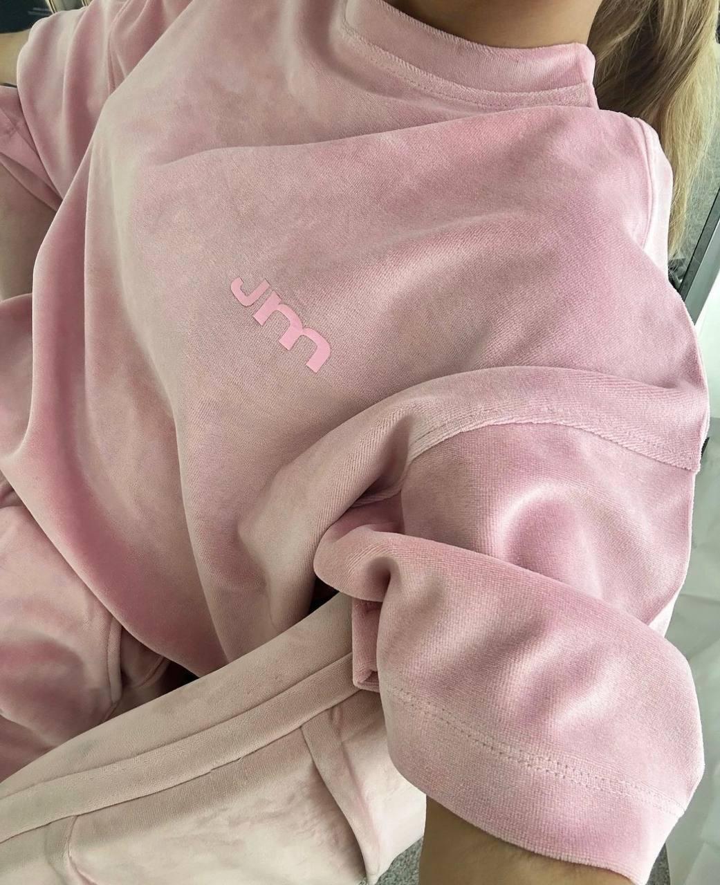 Якісний та зручний велюровий комплект рожевого кольору, фото 1