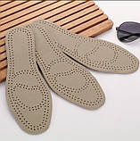 Шкіряні устілки дихаючі з м’якою EVA основою 25,5 см сірі, фото 5