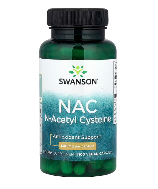 NAC N-ацетил-L-цистеїн, N-Acetyl-L-Cysteine Swanson 600 мг 100 веганських капсул, фото 1