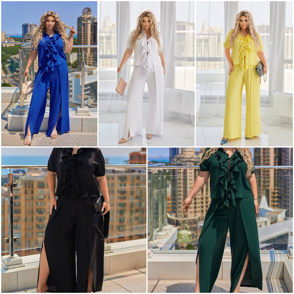 Костюм з крепу з блузою, фото 1