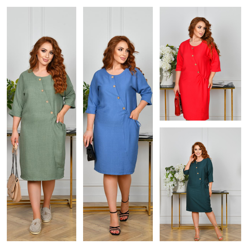 Літня лляна сукня батал, фото 1