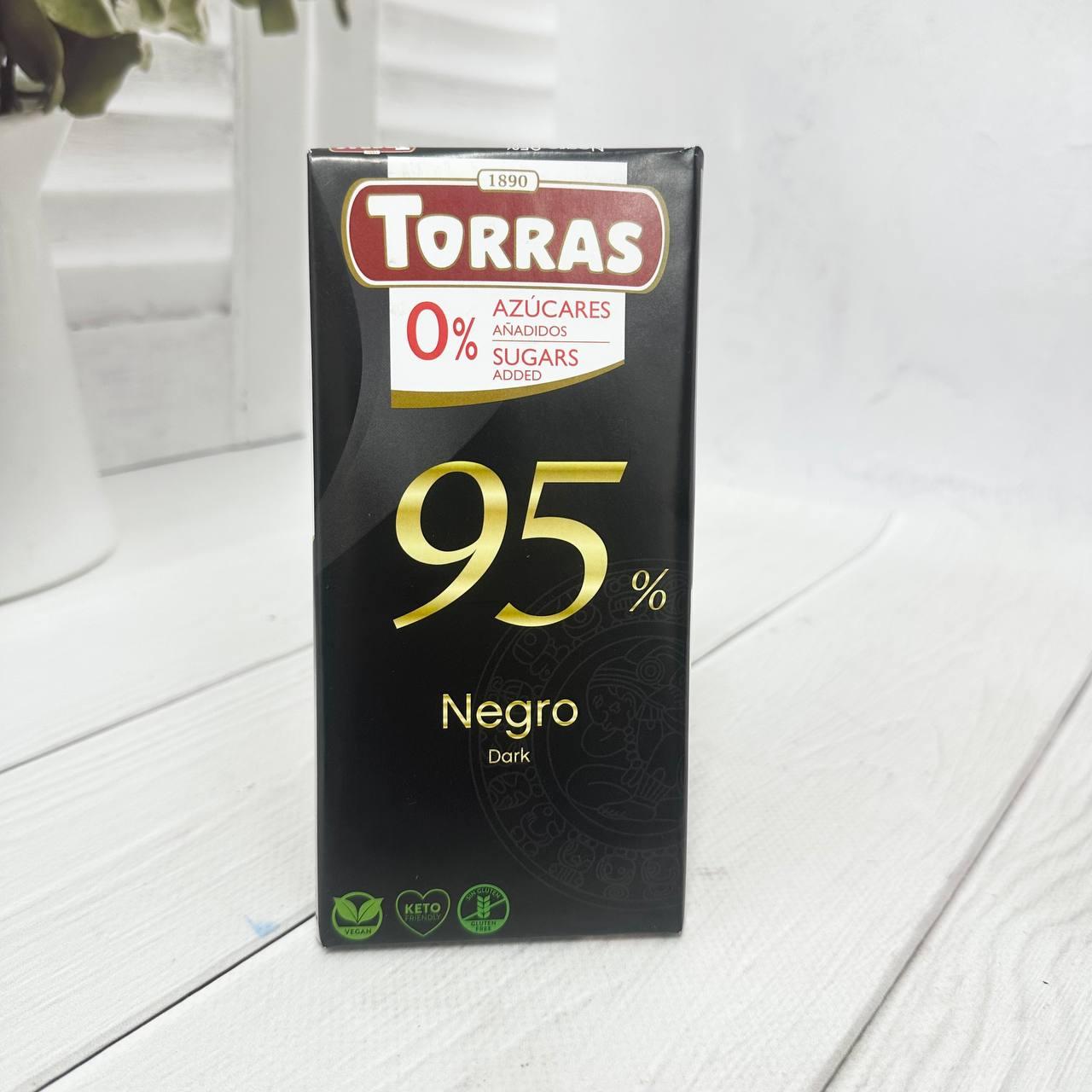 Шоколад Torras чорний  95%, без цукру, 75 г