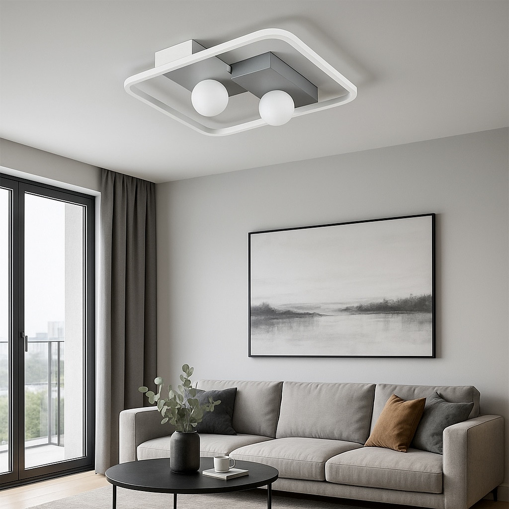 Квадратний LED smart світильник 85 Вт до 15 м² VIOLUX PICASSO-S біло-сірий, фото 1