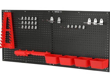 Металева панель для інструментів з ящиками та гачками 34 шт. YATO YT-08980