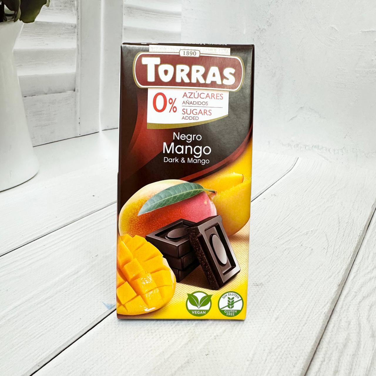 Шоколад Torras чорний  з МАНГО без цукру, 75г