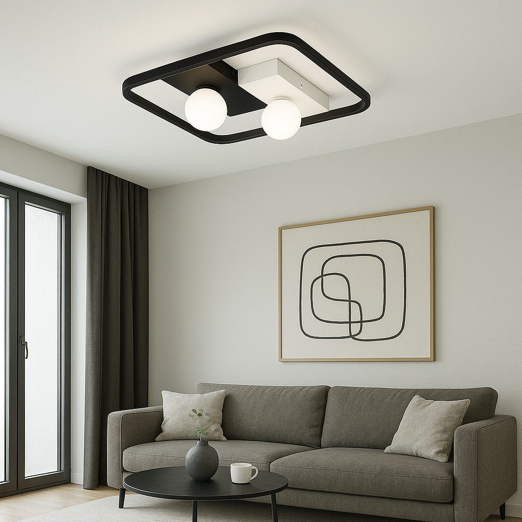 Квадратний LED smart світильник 85 Вт до 15 м² VIOLUX PICASSO-S біло-чорний