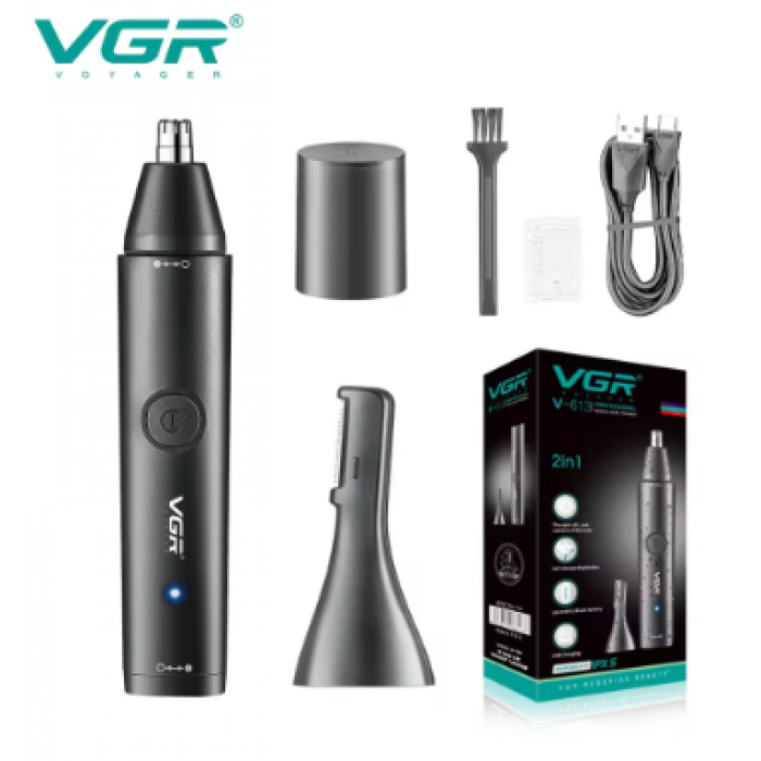 Тример акумуляторний 2в1 VGR V-613 для носа та вух / Тример чоловічий для окантовки бороди, фото 1