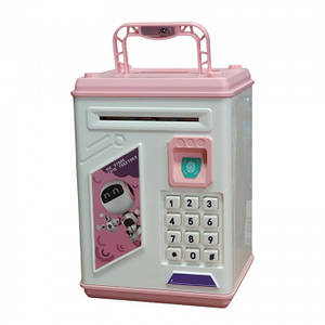 Дитяча електронна скарбничка сейф із кодовим замком і відбитком пальця Money Box Рожевий