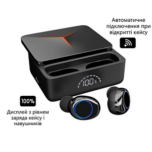 Бездротові bluetooth вакуумні навушники M 90 PRO + LED-дисплей з індикатором заряду Чорний