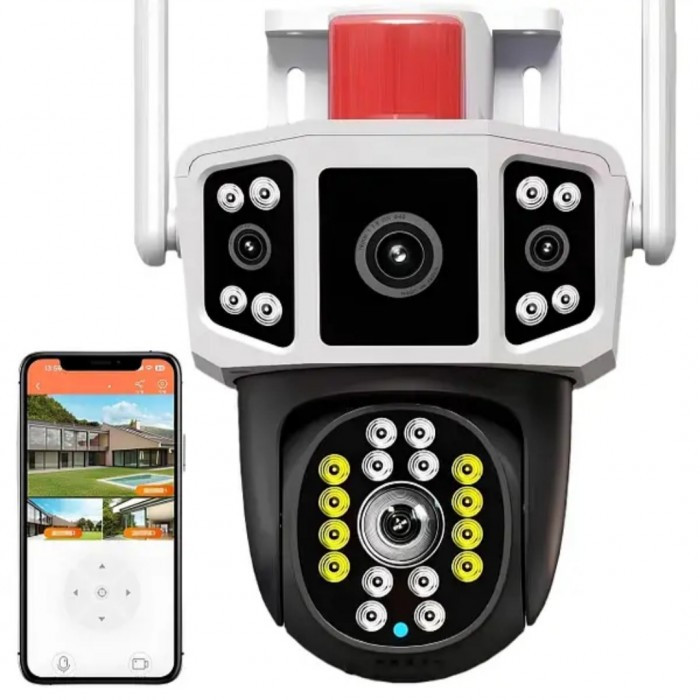 Вулична Wi-Fi камера відеоспостереження 3MP, FullHD, 2 об'єктиви, YC101 IP-камера спостереження Поворотна камера, фото 1