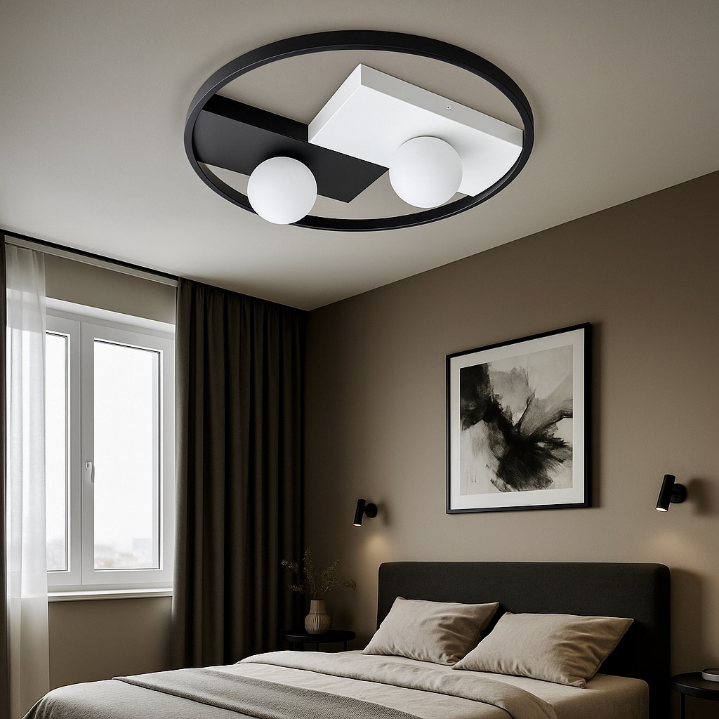 Круглий LED smart світильник 80 Вт до 15 м² VIOLUX KENZO-R біло-чорний