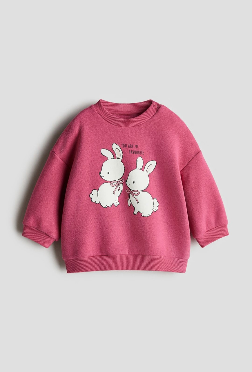 Світшот рожевий Зайчик H&M 74, 80, 86см, фото 1