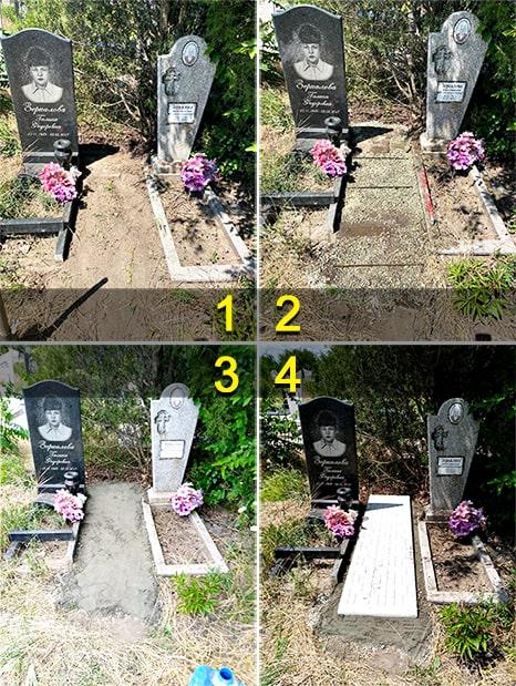 Етапи встановлення пам'ятника на плиту Встановлення пам'ятника на могилу - Дніпро