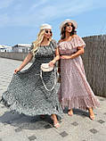 Жіноча повітряна сукня максі довжини з воланами Тканина: шифон + трикотажна підкладка Розмір: 48-54, фото 4