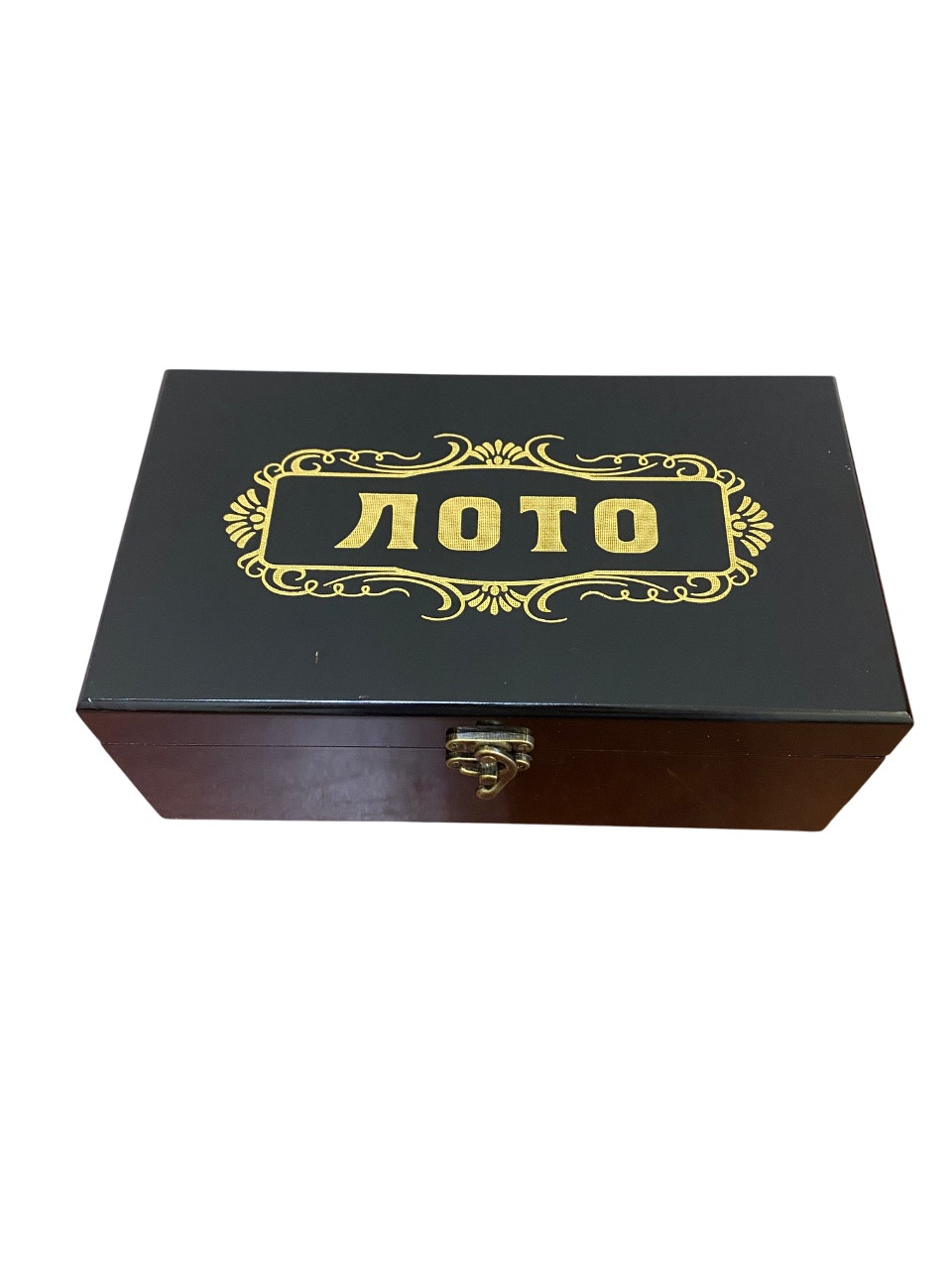 Лото в дерев'яному скриньці з дерев'яними бочком + картки + фішки, фото 1