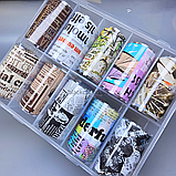 Фольга для дизайну нігтів матова з літерами, газета, з газетою, з написами, написи, букви англійські, журнал, фото 2