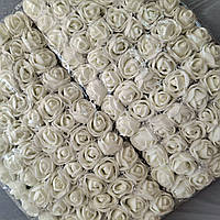 Троянди з латексу з фатином молочний D 1.5 см Паковання — 144 шт.