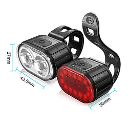 Велофара із заднім ліхтарем мигалкою велосипедний акумуляторний ліхтар на велосипед із кріпленням