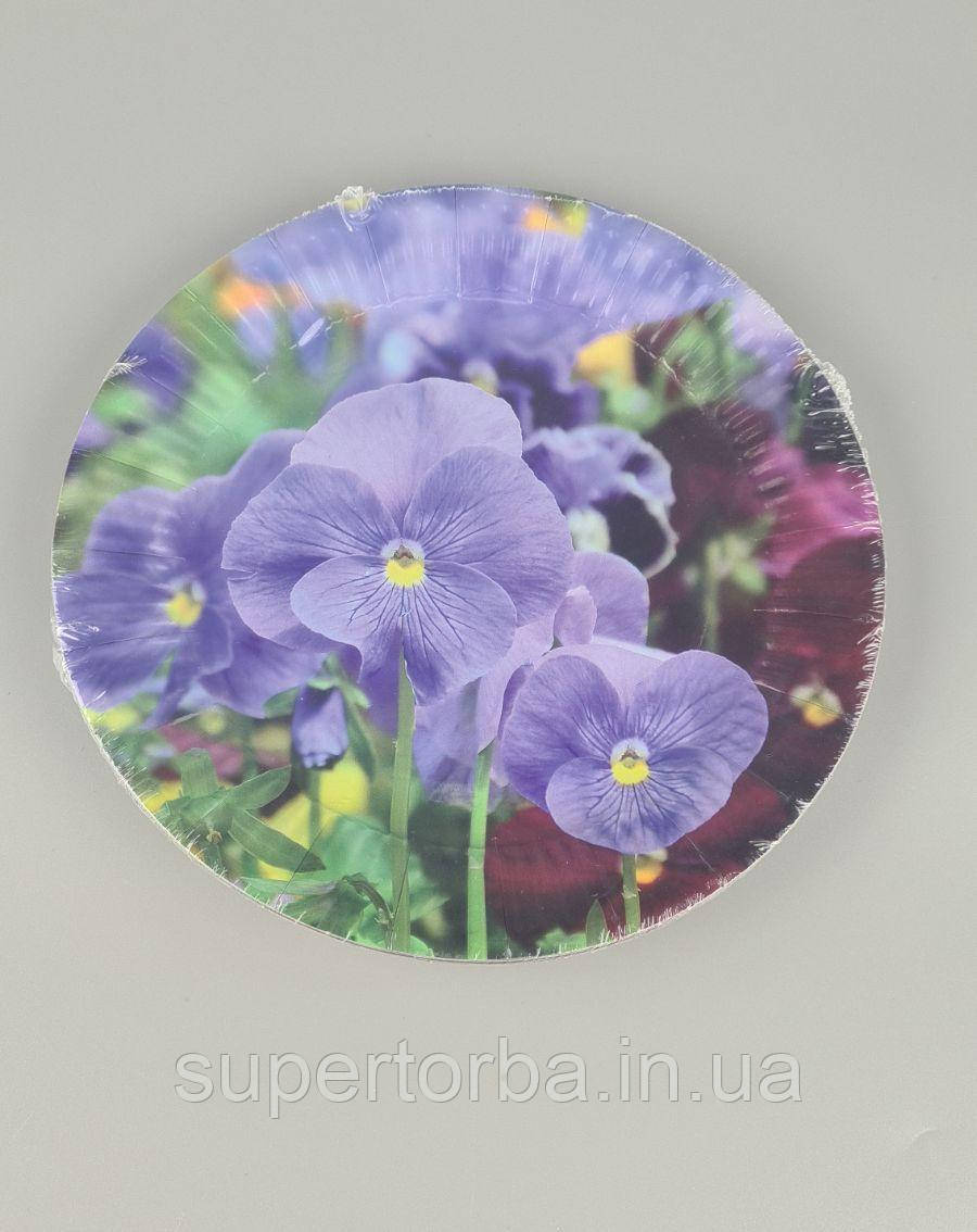 Паперова тарілка з малюнком 18 см "No 11" Фіалки 10 шт (1 пачка), фото 1