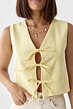 Бавовняний жіночий жилет на зав'язках — жовтий колір, L (є розміри), фото 4
