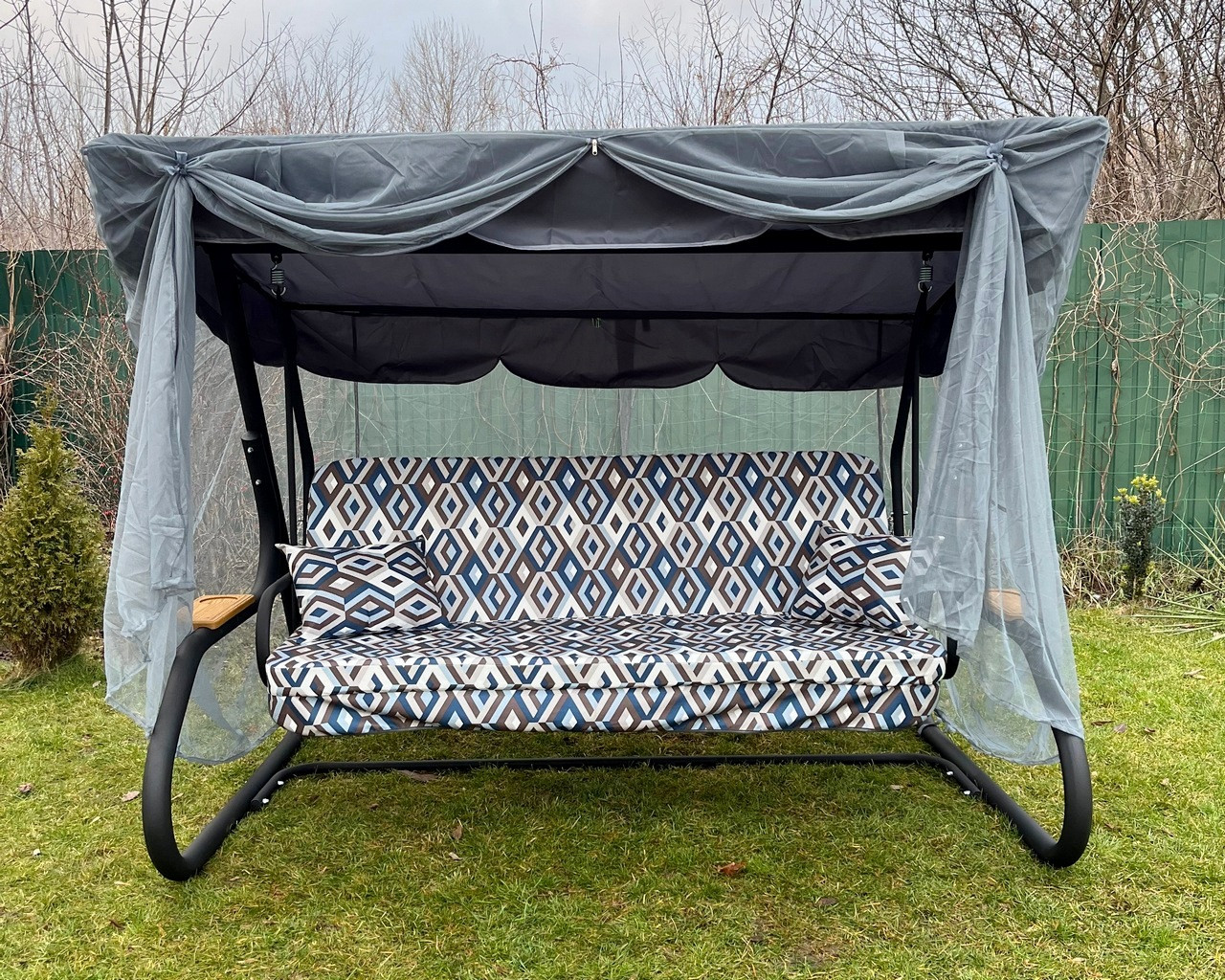 Гойдалка з відкидною спинкою й анти москітною сіткою Ясмін GreenGard 040