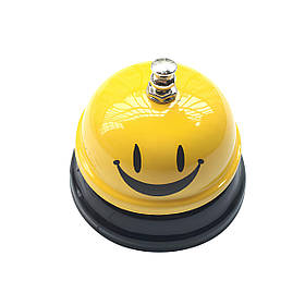 Настільний дзвінок у формі смайлика — дзвоник для офіціанта, готелю, офісу чи дому, металевий дзвін із яскравим дизайном для