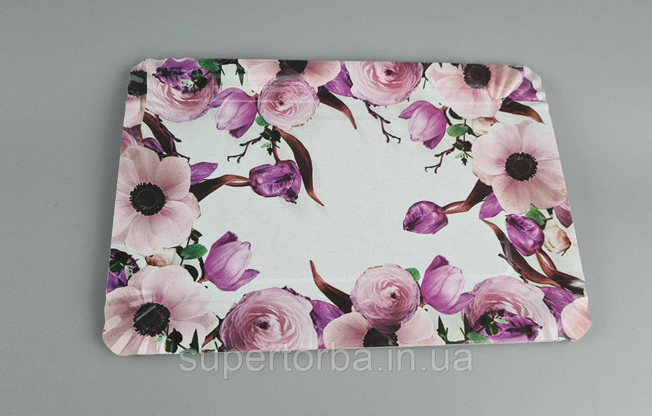 Тарілки святкові паперові 15 * 22 см "No 5" Фіолетовий квітковий візерунок 10 шт (1 пачка), фото 1