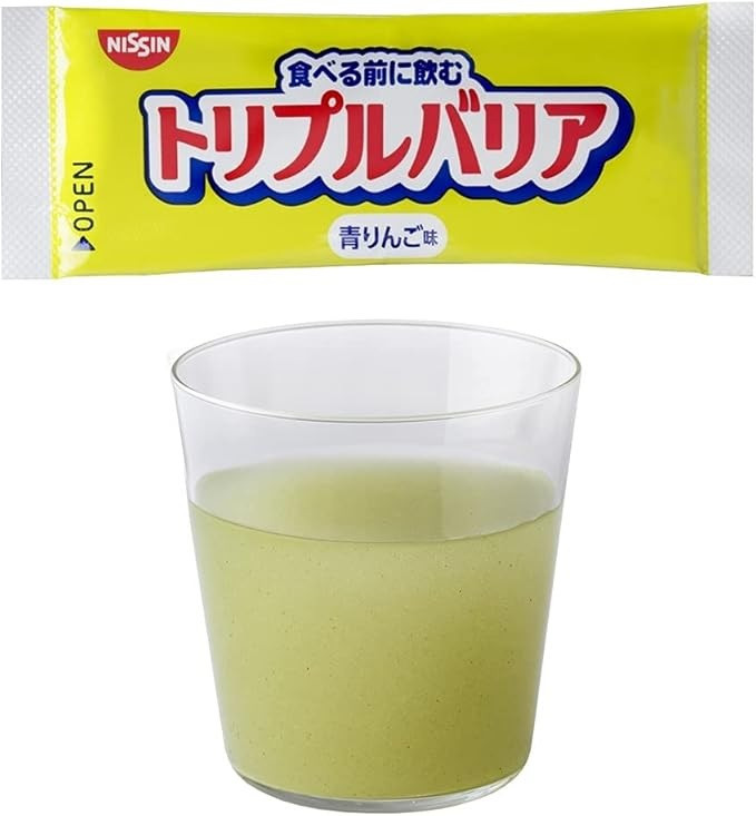 Nissin Foods Triple Barrier Psyllium Напій із лушпиння насіння подорожника, смак зеленого яблука, 1 пакетик х7г. До 02/2027