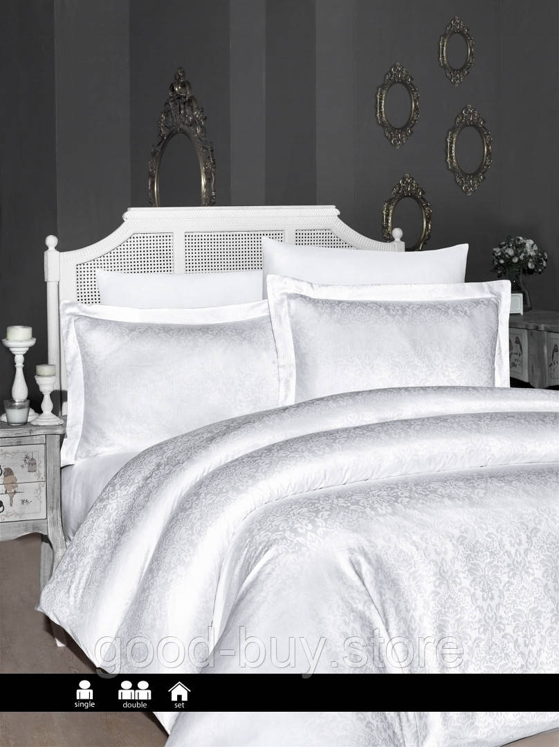 First Choice MISRA Beyaz(white) постільна білизна сатин-жакард евро 200х220