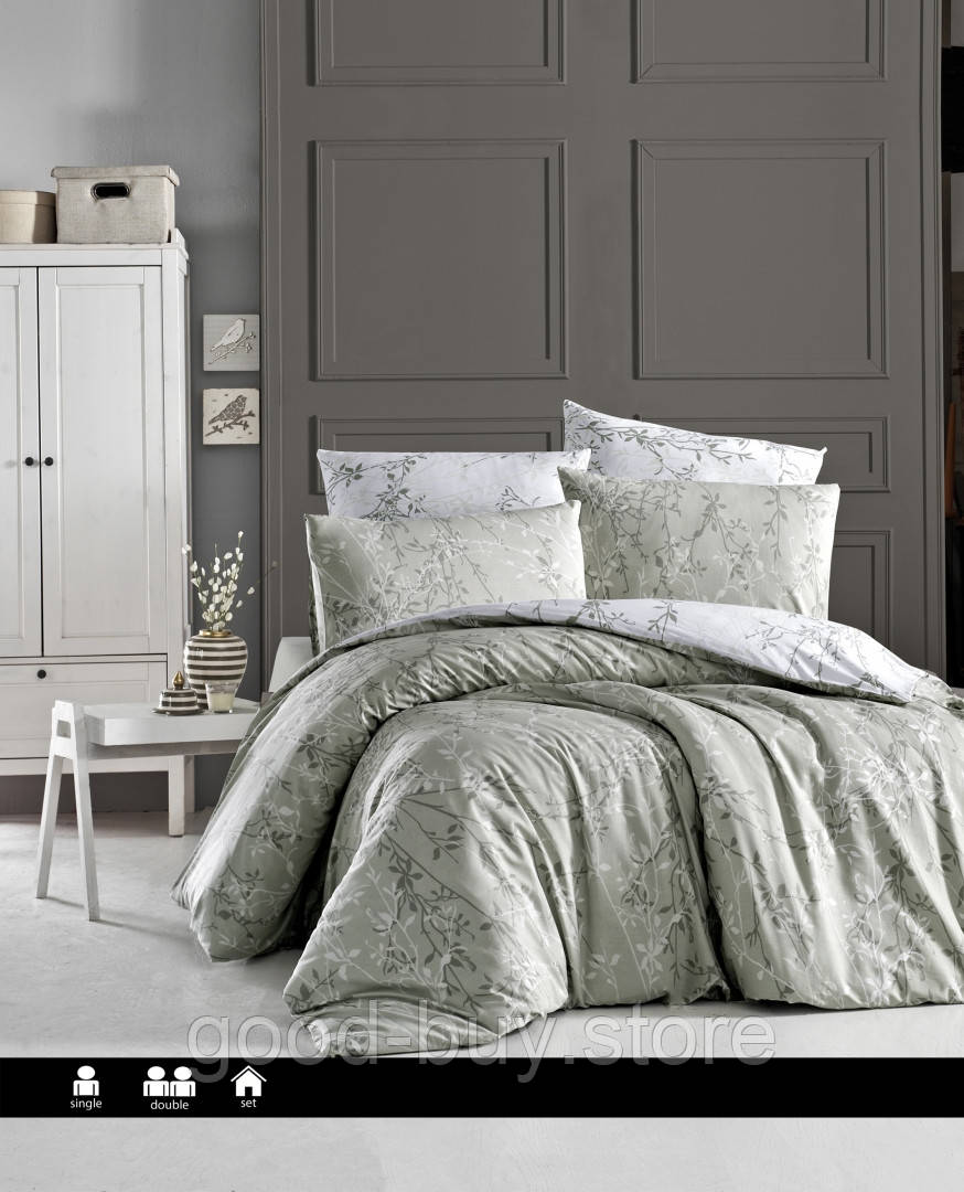 First Сhoice Zena yesil-green постільна білизна ранфорс євро 200х220