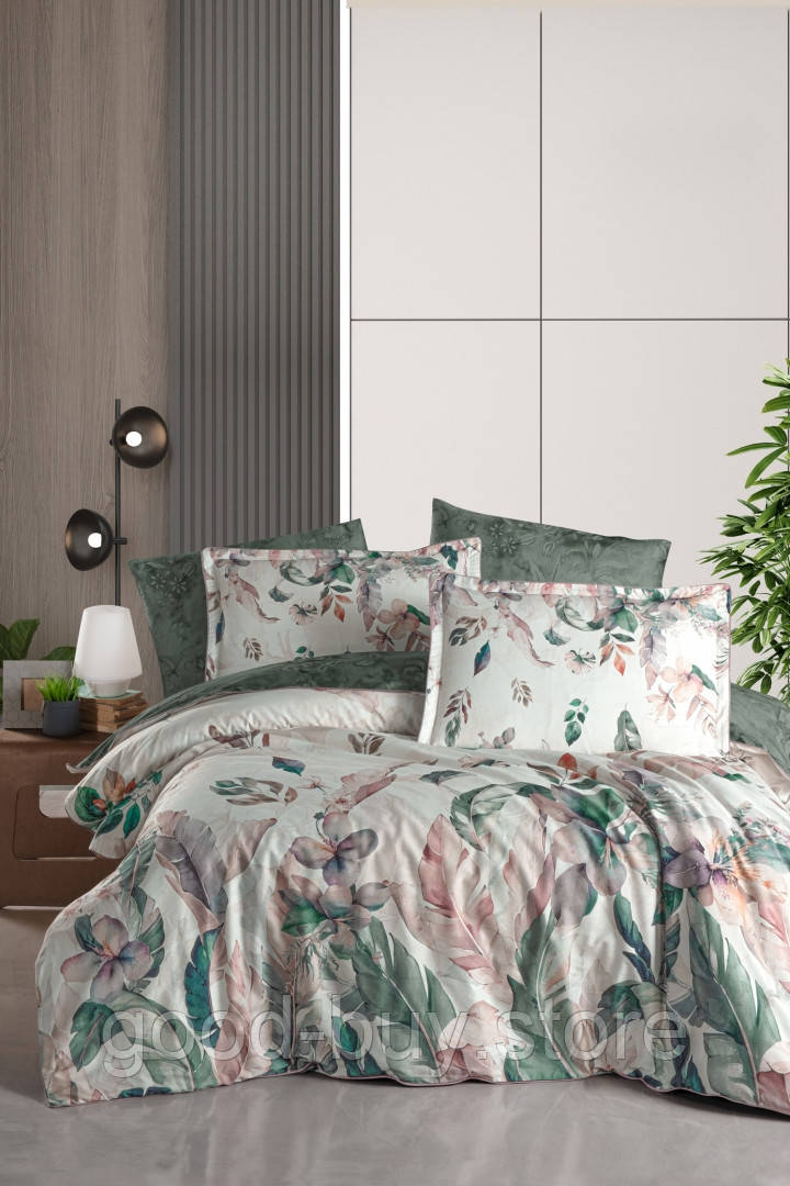 Постільна білизна Reneta Green  La Romano premium сатин евро 200х220