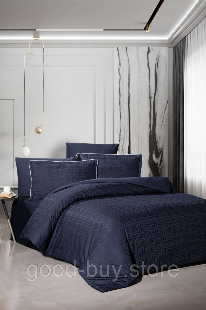 Постільна білизна Rodel Navy blue La Romano premium сатин сімейний 160х220(2шт)