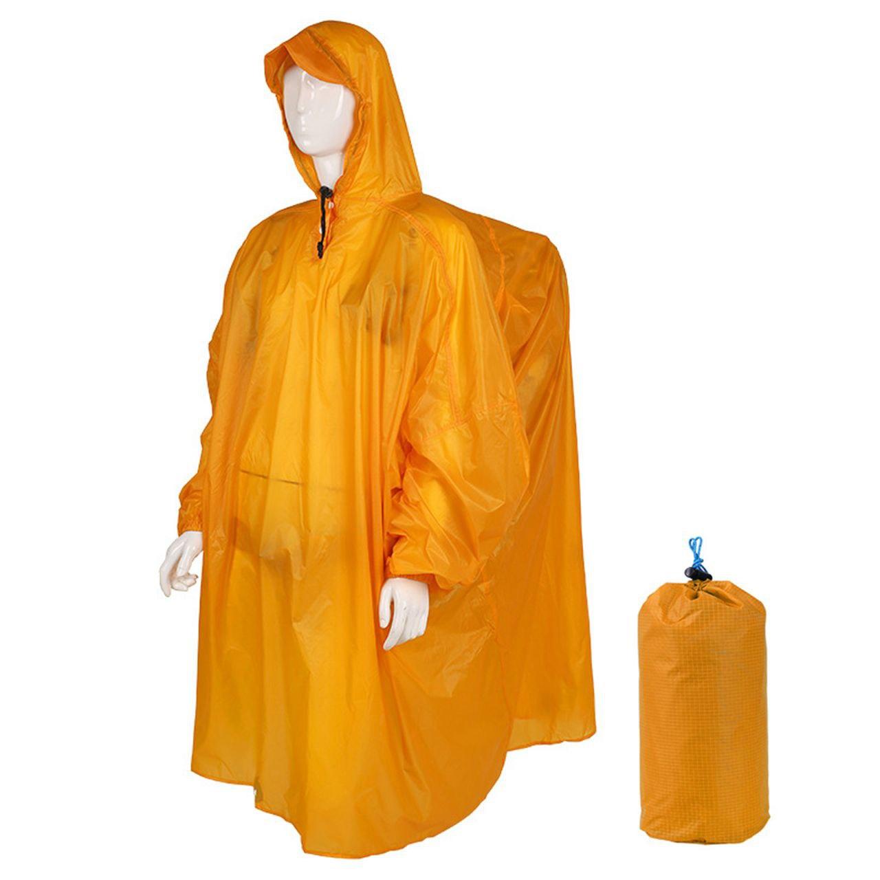 Дощовик пончо плащ-палатка накидка від дощу Bluefield nylon-silicone 15D помаранчевий