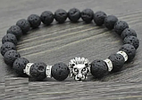 Браслет із шунгіту вулканічного каменю LION лев із левом вулканічний камінь, фото 4