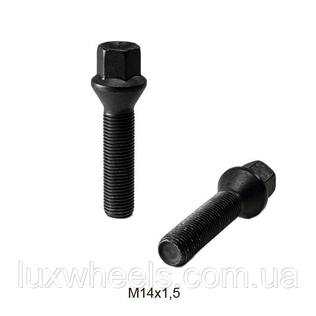 Болт колісний М14x1,5x50мм Конус Чорний цинк Ключ 17 H&R (Німеччина) Подовжений