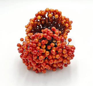 Калина лакова / Ø8мм / 500 ягідок / 250 дротиків / Темний Помаранчевий з бочком