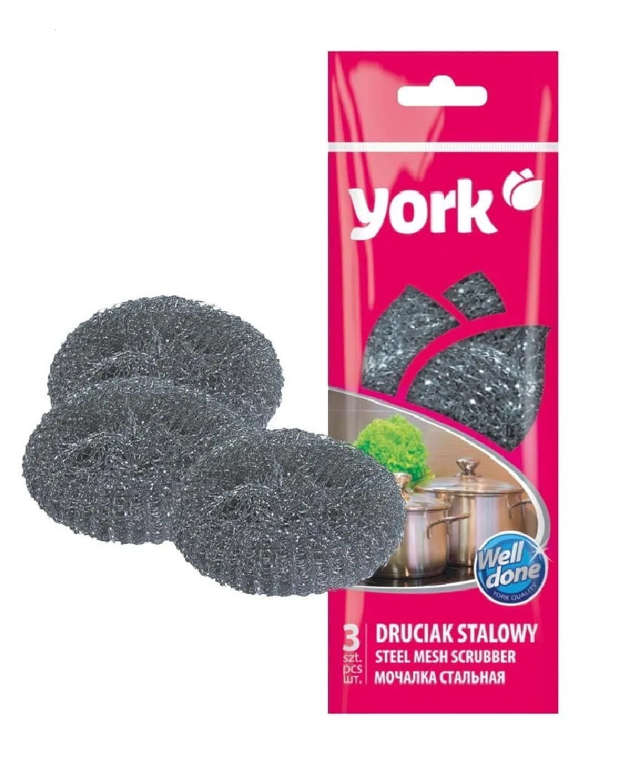 Шкребок для посуду сталевий York 36 г 3шт. 003010