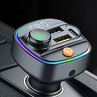 FM-трансмітер LUTU C4S з Bluetooth 5.3 швидкою зарядкою 30W голосовою навігацією для автомобіля (AUX-USB) Чорний Хіт продажу!