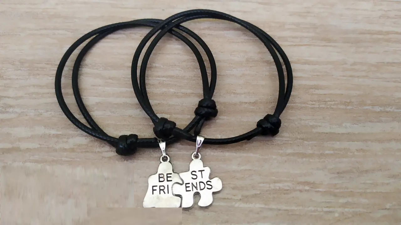 Парні браслети BEST FRIENDS для двох друзів подруг у формі пазлів, фото 1