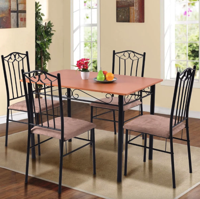 Комплект меблів Costway Sofi стіл і 4 м'які стільці бежевий